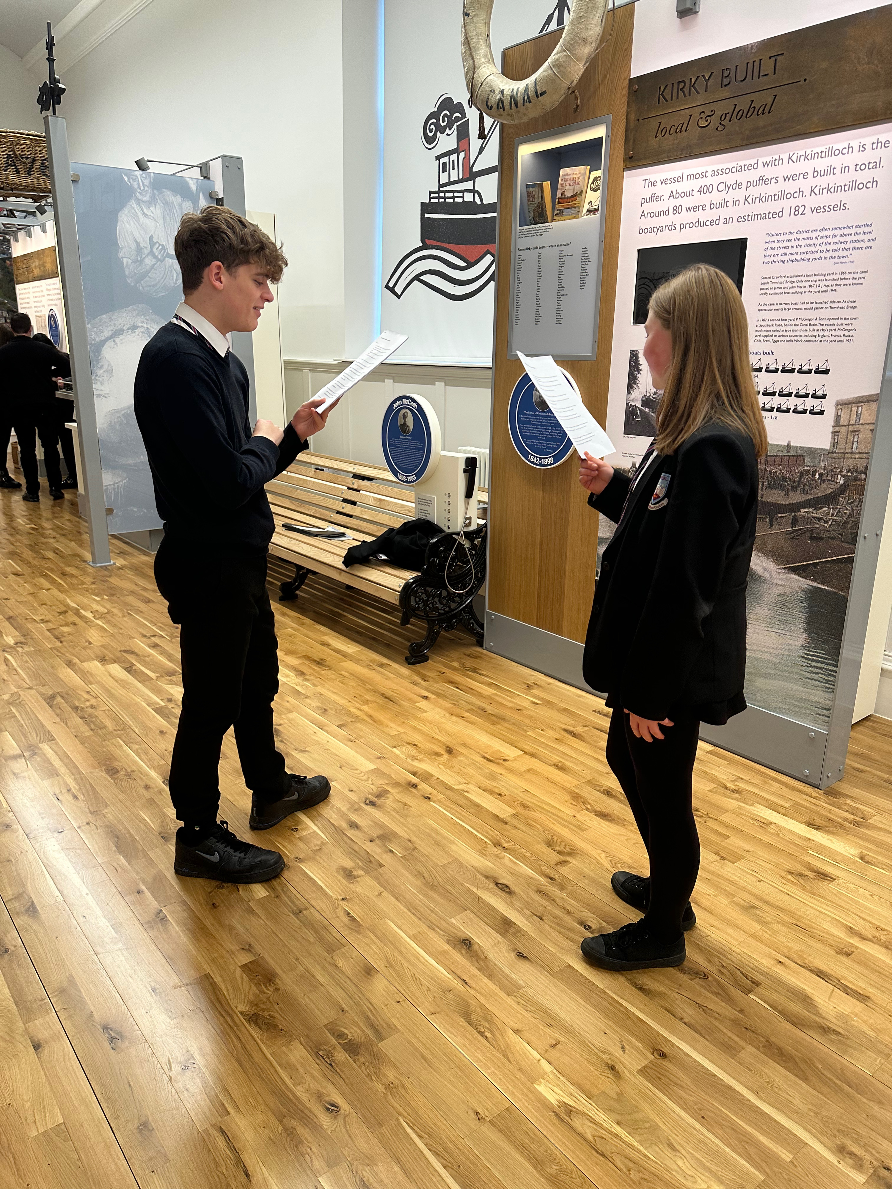 group of pupils rehearsing script